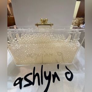 Pearl Embellished Clear Clutch